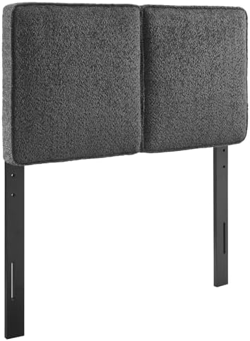 Modway Lindee Twin Size Upholstered Headboard with Cream Boucle Fabric - Pillow Style Headboard for Kid's Room or College Dorm - Fabric Twin Headboard with Adjustable Mounting Positions