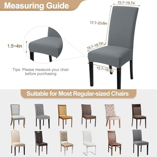 SearchI Dining Room Chair Covers Set of 2, Stretch Jacquard Parsons Chair Slipcovers Removable Washable Kitchen Chair Protector Cover for Dining Room, Hotel, Ceremony (Gray Rhombus)