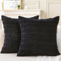 2 Pack Corduroy Decorative Throw Pillow with Inserts, 18x18 Inch Soft Boho Throw Pillow, Square Striped Throw Pillows for Couch, Bed, Sofa Decor