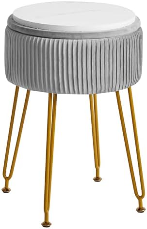 IBUYKE Storage Footrest Chair Ottoman, Makeup Vanity Stool, Grey LG-20G