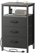 Huuger Nightstand with Charging Station, 27.6 Inch Bedside Table,Side Table