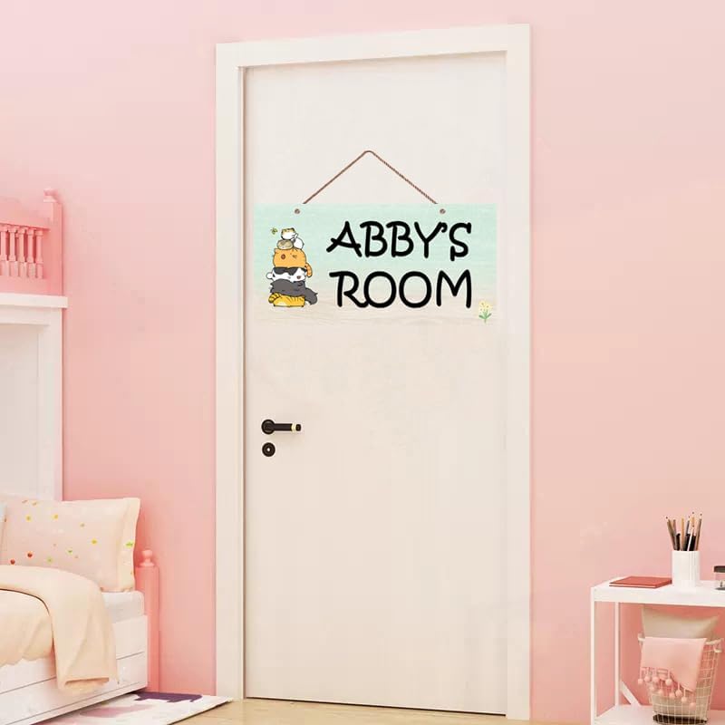 Personalized Signs Funny Cats Signs Cute Animal Sign For Boys Girls Bedroom Custom Name Sign Kids Room Baby Room Door Wall Decor for Pet Room Kitty Litter Cat house