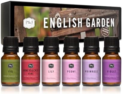 P&J Trading Fragrance Oils for Diffusers for Home English Garden Set Fragrance Scents for Candle Making - Soap Making - Car Diffuser Scents - Essential Home Gift Set - Fig, Honeysuckle Vine & More
