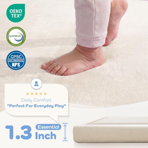 1.3" Thick Baby Play Mat for Floor,39x59 Memory Foam Tummy Time Mat