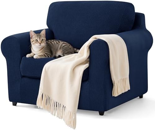 SUBRTEX 3 Pieces Stretch Sofa Slipcover Sets Couch Cover Sets Backrest Cushion Covers Furniture Protector Collection Set for Oversize Sofa Loveseat Chair Slip Covers(Small, Navy)