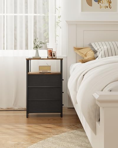 TUTOTAK Narrow Night Stand with Charging Station, Slim End Table