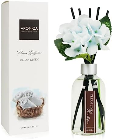 Aronica Clean Linen Reed Diffuser for Bathroom Decor, Room Fresheners for Home Long Lasting, Accesorio Para Hogar, House Registry Idea, Bathroom Smelling Good, Aesthetic Room Decor, Apartment House
