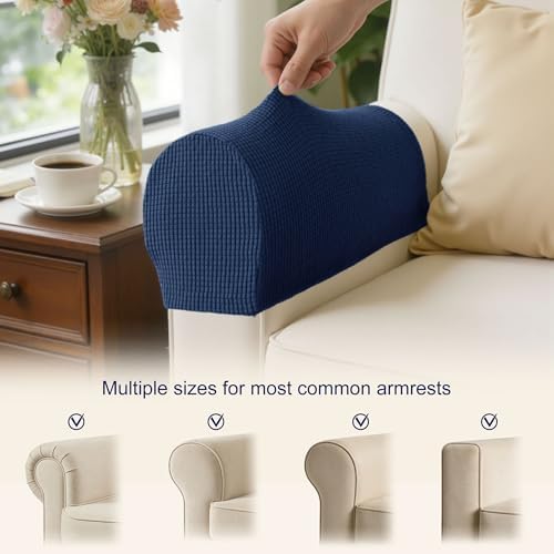 SUBRTEX Stretch Couch Arm Covers Set of 2, Non-Slip Sofa Armrest Slipcovers