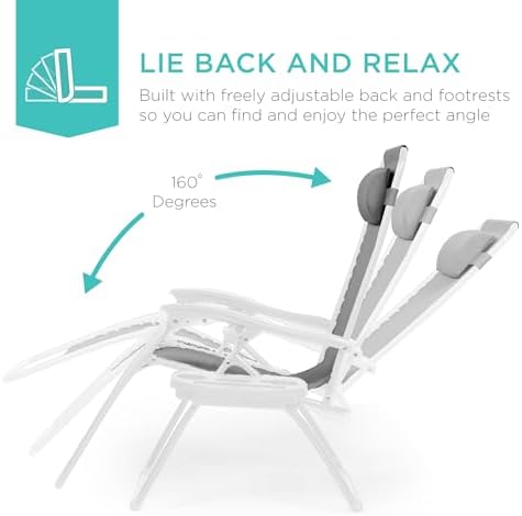 Best Choice Products Zero Gravity Chair Recliner, Ice Gray/White