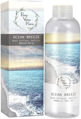 Reed Diffuser Refill/Ocean Brezze 200ml (6.76 fl.oz), Reed Diffuser Oil Home Fragrance for Bathroom, Bedroom, Office Decor