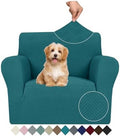 JIVINER Stretch Armchair Slipcovers, 1 Piece Chair Sofa Covers 1 Seater Couch Covers with Elastic Bottom for Kids, Pets (Small, Teal Rhomb)