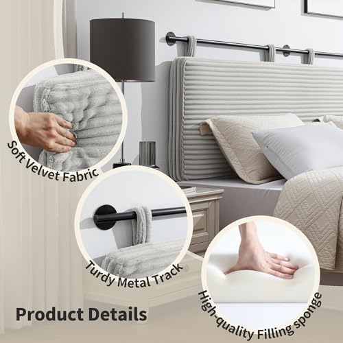 UEV King Headboard Only, Wall Mounted Hanging Upholstered Bed Head Board