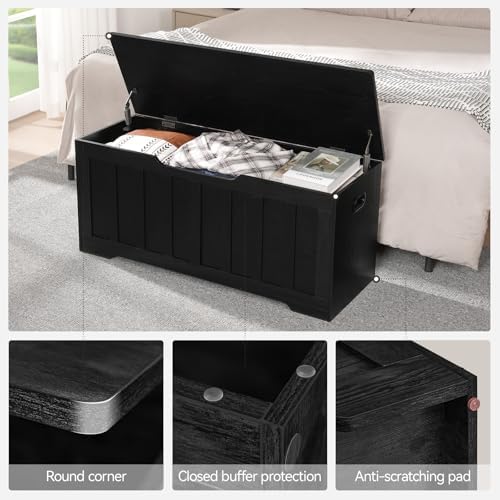 VANKILEY 43.3" Storage Chest Extra Large, Storage Bench.(Black)