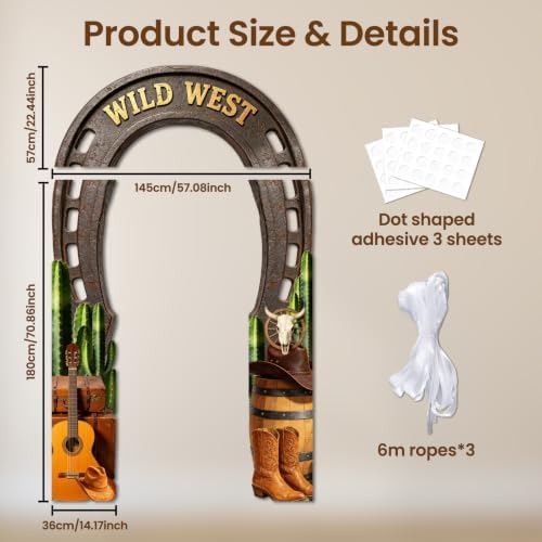 CUTHOLLOW Western Cowboy Horseshoe Decorations 3 Pcs Porch Sign Banner
