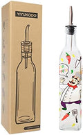 17oz Hand Painted Glass Olive Oil Bottle - 500ml Green Oil & Vinegar Cruet with Pourers and Funnel - Olive Oil Carafe Decanter for Kitchen (chef)