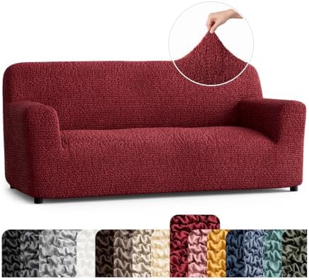 PAULATO Premium Stretch Couch Covers for Sofa - Sofa Chair Cover Washable, Dogs & Pets Friendly - Elastic Polyester Loveseat Slipcovers - Non-Slip Love Seat Couch Covers - Burgundy (64"-85" Wide)