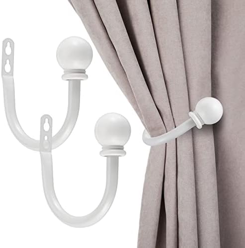 Sumnacon Curtain Holdbacks 2 Pcs Wall Mounted Curtain Tiebacks,White