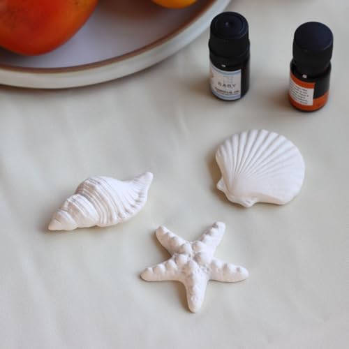 Passive Stone Diffuser 3pcs Set [ Made in Japan ] Non Electric Diffuser for Essential Oil and Aromatherapy (Ceramic/Clay) (1, Marine Life)