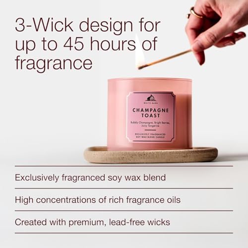 Bath & Body Works 3-Wick Candle, Champagne Toast, Soy Wax Blend, 2 Pack