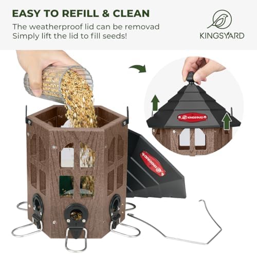 Kingsyard Hopper Bird Feeders for Outdoors Hanging, Squirrel-Proof