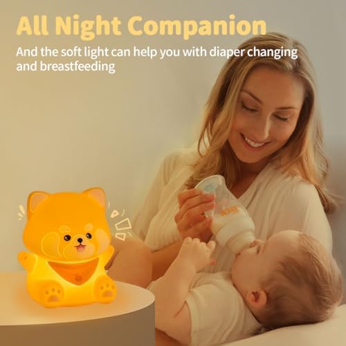 Rytinazzz Silicone Night Light for Kids, 50H Long Battery Red Panda Lamp, Cozy Gift Light for Kids, Soft Dimmable Bedside Light, Rechargeable Tap Control