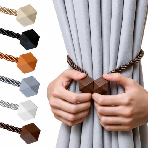 NazTur Magnetic Curtain Tiebacks, Curtain Ties, No-Drill Holdbacks (2 Pack)