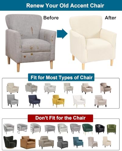 CRFATOP Accent Chair Cover,Stretch Armchair Slipcover for Living Room,Beige