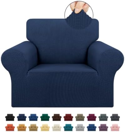 KEKUOU Stretch Chair Sofa Slipcover, Single Couch Cover,Navy Blue