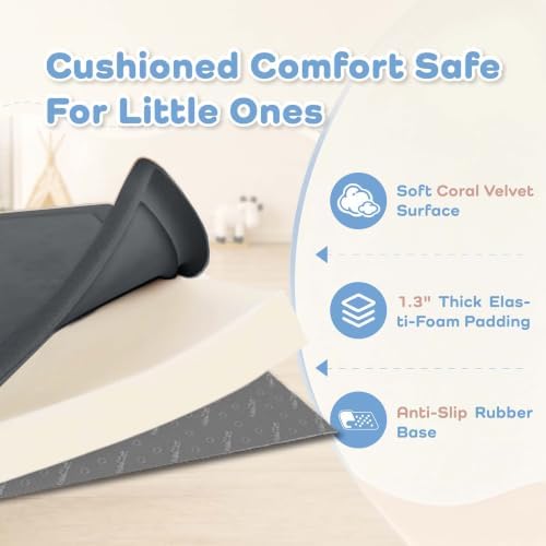 1.3" Thick Baby Play Mat for Floor,39x59 Memory Foam Tummy Time Mat