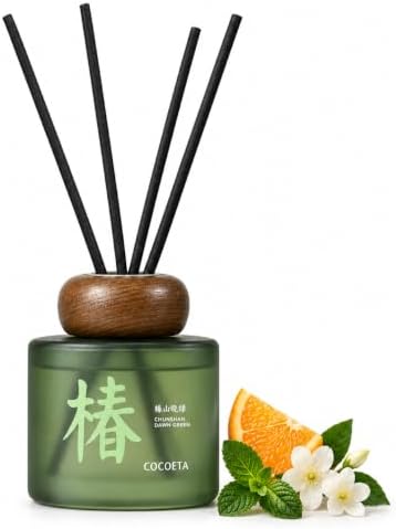 Dawn Camellia Grove Amalfi Lemon & Mint Reed Diffuser, 5.9 Fl Oz – Fresh Citrus Home Fragrance for Up to 90 Days - Reusable, Refillable Glass Holder - Includes 4 Natural Reed Sticks - Flame Free