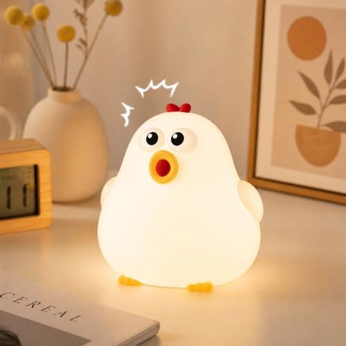 Chicken Silicone Night Light for Kids, Cute Squishy LED Lamp Gift