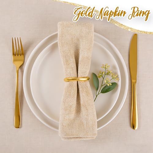 APTWOW Gold Napkin Rings Set of 6, Tetragonum Metal Gold Napkin Holder Buckles, Fall Thanksgiving Christmas Napkin Rings, Napkins Rings for Dinner Table Decor