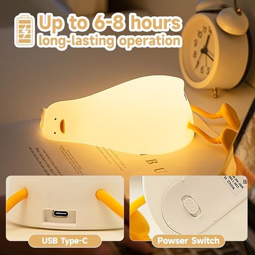 Cute Duck/Chicken/Rabbit/Panda NightLight, LED Squishy Animal Novelty Lamp for Toddler Baby Kids, Nursery Touch Kawaii Room/House Decor Bedside Touch Lamp for Breastfeeding