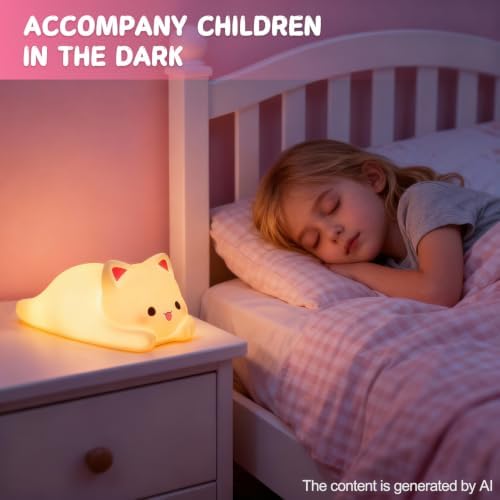 Cat Night Lights Gifts for Girl Birthday Cute Kids Night Light Squishy