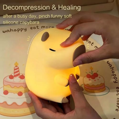 YR YRHH-PET Capybara Birthday Gifts Night Light, Squishy Cute Lamp, Fun Toy