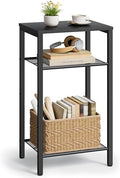 Hoctieon 3 Tier End Table, Telephone Table, Tall Side Table with Storage, Small Nightstand for Small Spaces, Metal Frame, For Living Room, Bedroom, Sofa Couch, Hall, Easy Assembly, Black