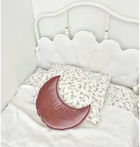 Moon Shaped Throw Pillow Star Couch Cushion Decorative Pillows Fluffy Velvet Stars Home Decor Plush for Bedroom (Moon, Dusty Pink)