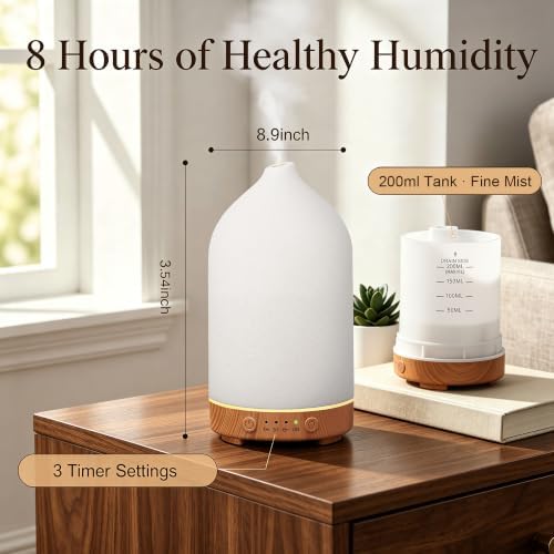 Gooamp 200ML Ceramic Essential Oil Diffuser for Home, Stone Diffuser 2 Pack