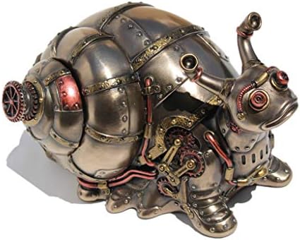 Veronese Design 4.5" Tall Steampunk Giant Land Snail Hidden Trinket Box Cold Cast Resin Antique Bronze Finish