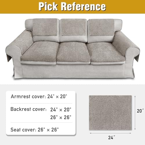 Couch Arm Covers, Sofa Arm Covers, Waterproof Armrest Cover for Sofa, Armchair, Loveseat, Non-Slip Recliner Arm Cover, Headrest Cover, Arm Chair Covers Set of 2 (Latte, 24"×20")