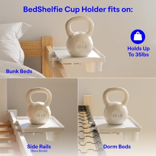 BedShelfie Bedside Shelf for Dorm Room - Dorm Essential 2.0, White