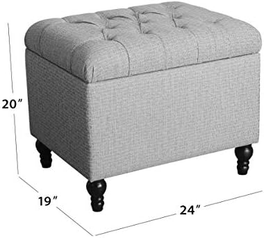 Spatial Order 24" Button Tufted Storage Ottoman - Pewter Gray