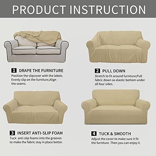 Easy-Going Stretch Chair Slipcover with Arm Washable Beige