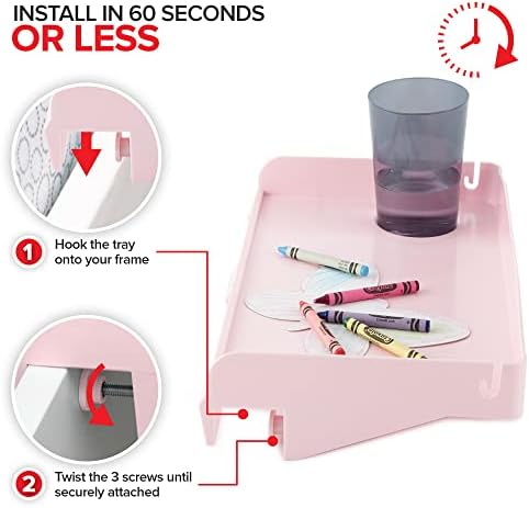 Modern Innovations Bedside Shelf for Bed, College Dorm Room, Bunk Bed Shelf for Top Bunk, Clip On Nightstand, Baby Changing Table Tray, Cup Holder for Kids, Bunkbed Caddy for Table Storage (Pink)