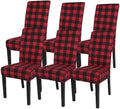 SearchI Christmas Chair Covers Set of 6, Stretch Xmas Kitchen Chair Cover Removable Washable Holiday Parsons Chair Slipcovers for Dining Room, Christmas Decoration, Ceremony (Black/Red Plaid)