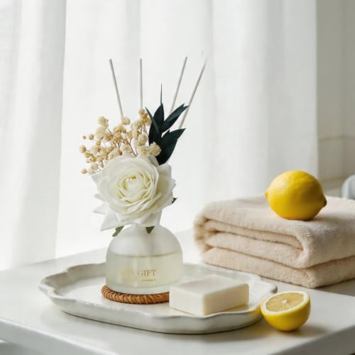 Reed Diffuser Set,4.06 oz Scent Diffuser with 6 Sticks,Home Fragrance,Reed Diffuser for Bathroom Shelf Decor Pear Freesia