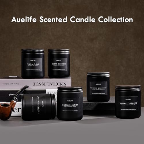 Auelife Magnolia & Sandalwood Scented Candle for Men, Soy Wax 7 oz
