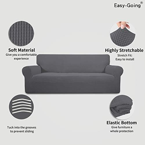 Easy-Going Stretch Couch Covers for Sofa Washable Large Gray
