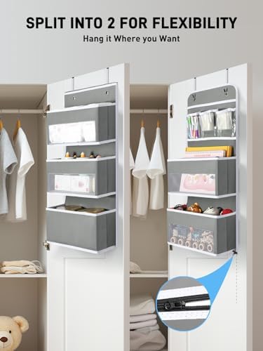 Yecaye Over the Door Storage Organizer for Nursery Closet 6 Tier Grey
