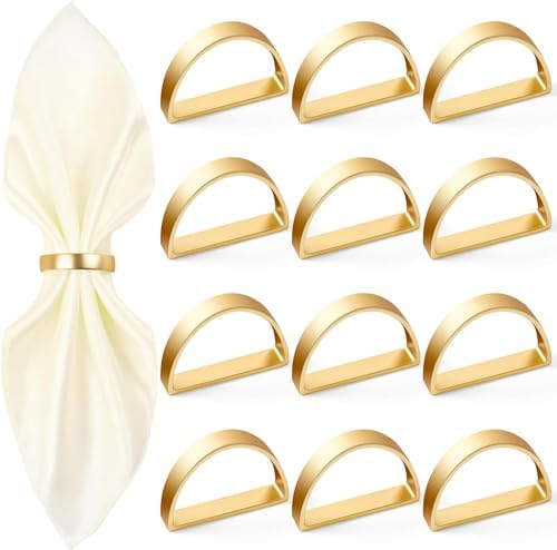 APTWOW 20PCS Gold Napkin Rings, Fall Thanksgiving Christmas Table Decor